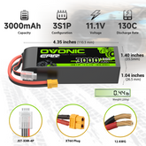 OVONIC 3S 3000mAh 11.1V 130C LiPo Battery with XT60 Plug for 3S RC Car Vehicles Airplane